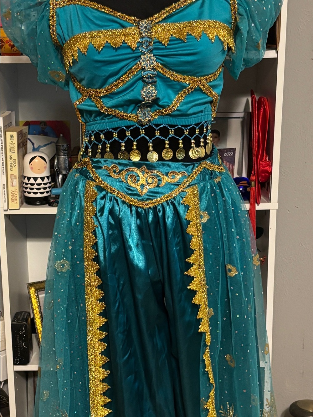 Girls Teal & Gold Belly Dancer Costume - Brand